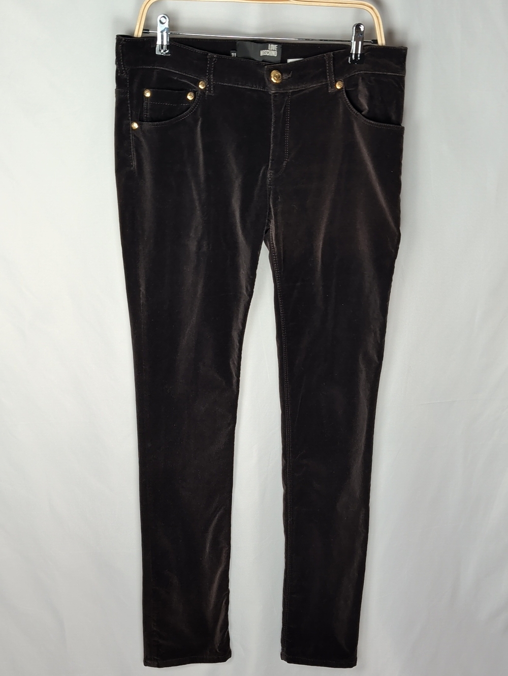 Love Moschino Brown Velvet Slim Pants - Heart Pocket Archival Y2K Size 31